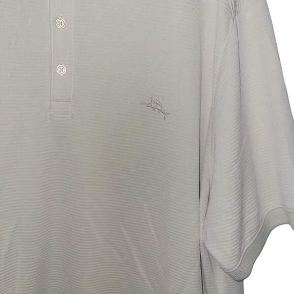 Tommy Bahama Island Zone Mens Polo Shirt XXL White Modal/Poly Blend ribbed - Picture 2 of 5